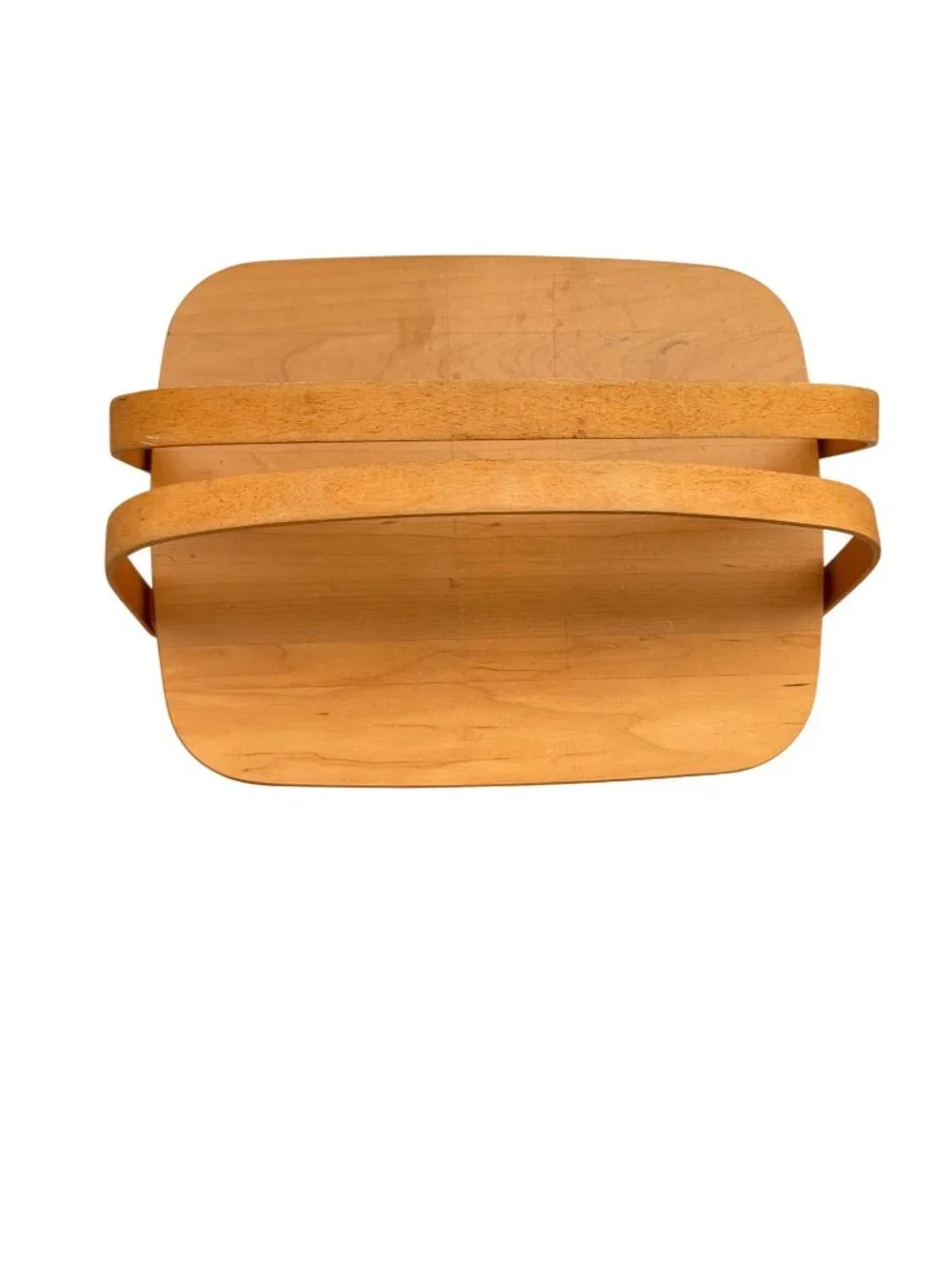 Longaberger Handwoven Lunch Basket With Wooden Top Double Handle Signed 2001